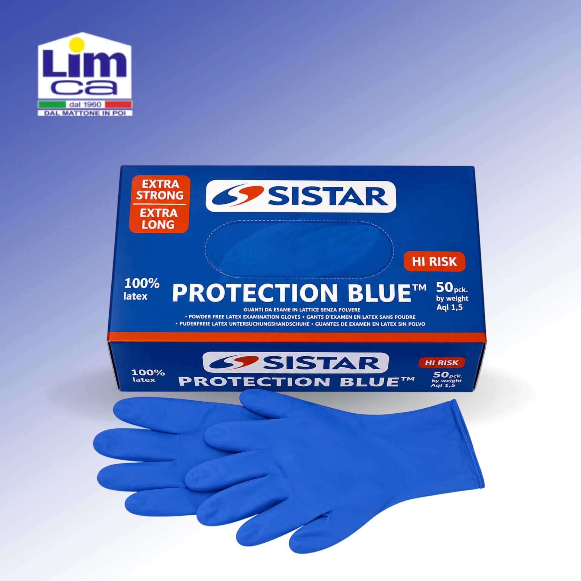 PROTECTION BLUE - Guanti monouso in lattice