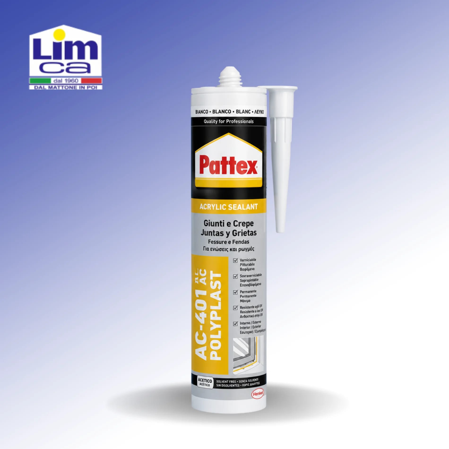 PATTEX AC401 FLEXO PAC – Sigillante Acrilico per Giunti e Crepe, Interni ed Esterni