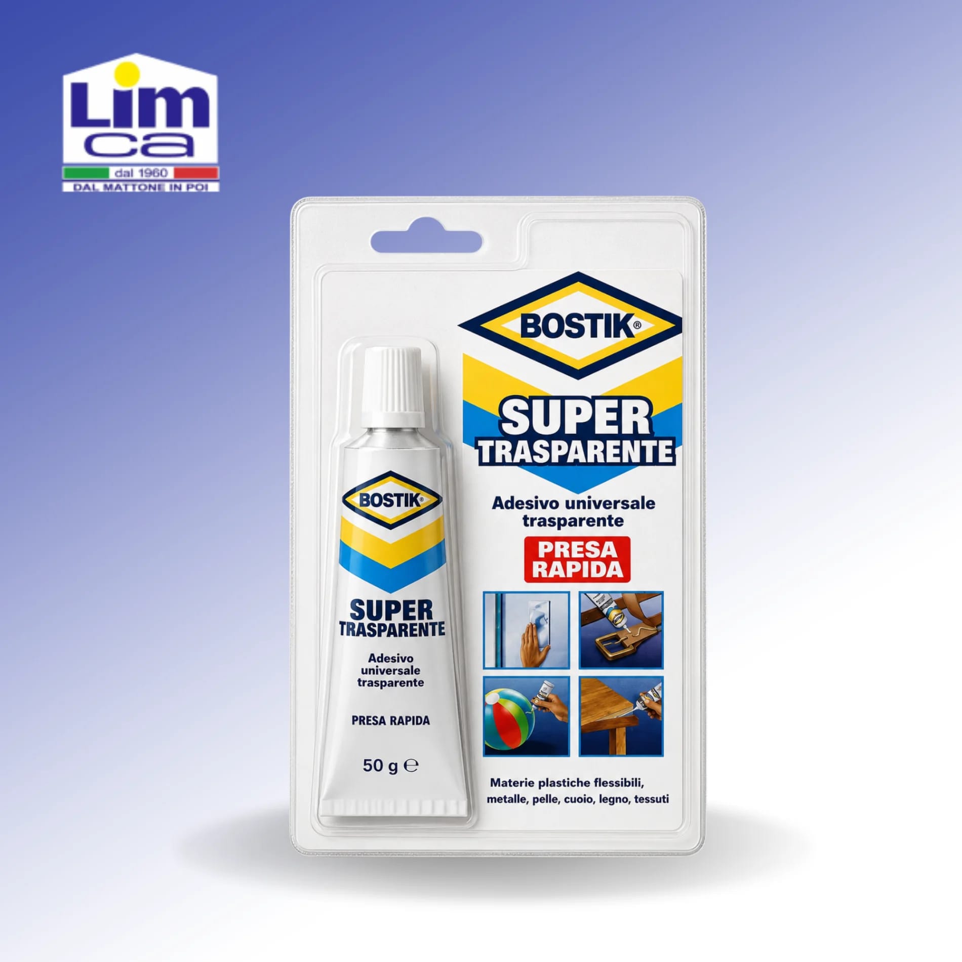 BOSTIK SUPERTRASPARENTE - Adesivo trasparente a contatto incolore, di utilizzo universale