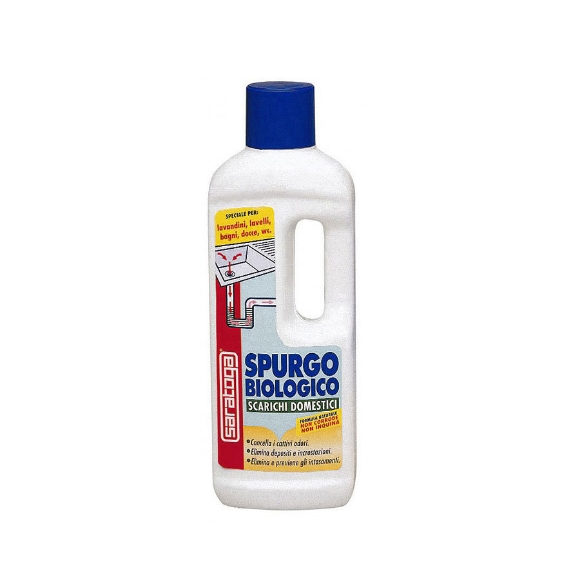 Spurgo biologico è un prodotto liquido che degrada tutti i residui organici normalmente presenti nelle tubature  e causa di odori sgradevoli.