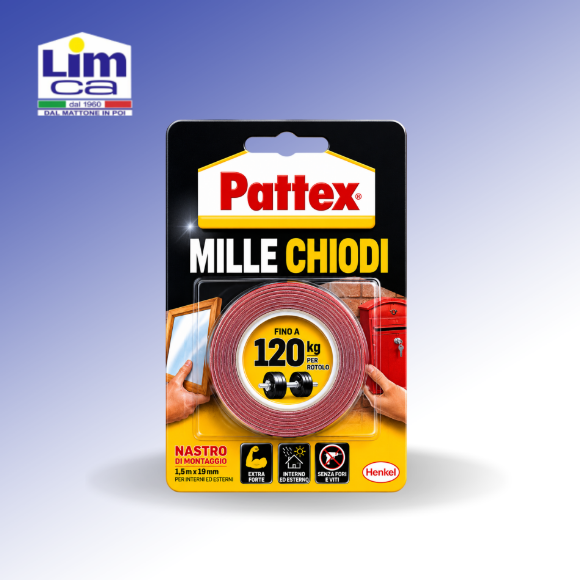 Immagine di PATTEX MILLECHIODI EXTRAFORTE - Nastro biadesivo di montaggio extraforte per applicazioni permanenti